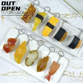 Hộp đựng chìa khóa Sushi giả, Móc khóa thực phẩm mô phỏng cá hồi tinh tế, Mặt dây chuyền treo túi vui nhộn sang trọng thời trang