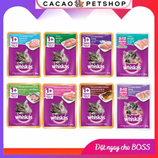1 thùng 28 gói Pate whiskas cho mèo con mèo lớn gói 80g - Cacao