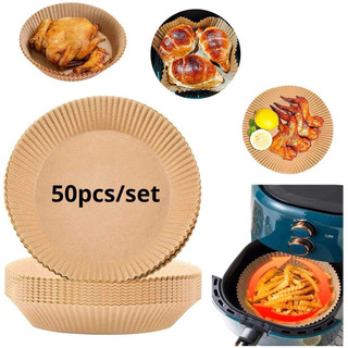 50 Cái / bộ Dùng Một Lần Nồi Chiên Không Khí Giấy Lót 23CM Chống Dầu Chống Nước Airfryer Dùng Một Lần Khay Giấy Nấu Ăn Khay Giấy Nướng Bánh
