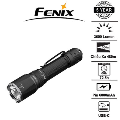 Fenix TK21R – Đèn pin chiến thuật 3600lm, chiếu xa 480m, sạc USB-C, chuẩn IP68