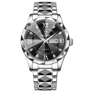 Nam Thời Trang Thép Không Gỉ Ban Nhạc Kinh Doanh Đồng Hồ Đeo Tay Con trỏ Ban Nhạc Lịch Đồng Hồ Thạch Anh Con trỏ Đồng Hồ Đeo Tay / 7.19