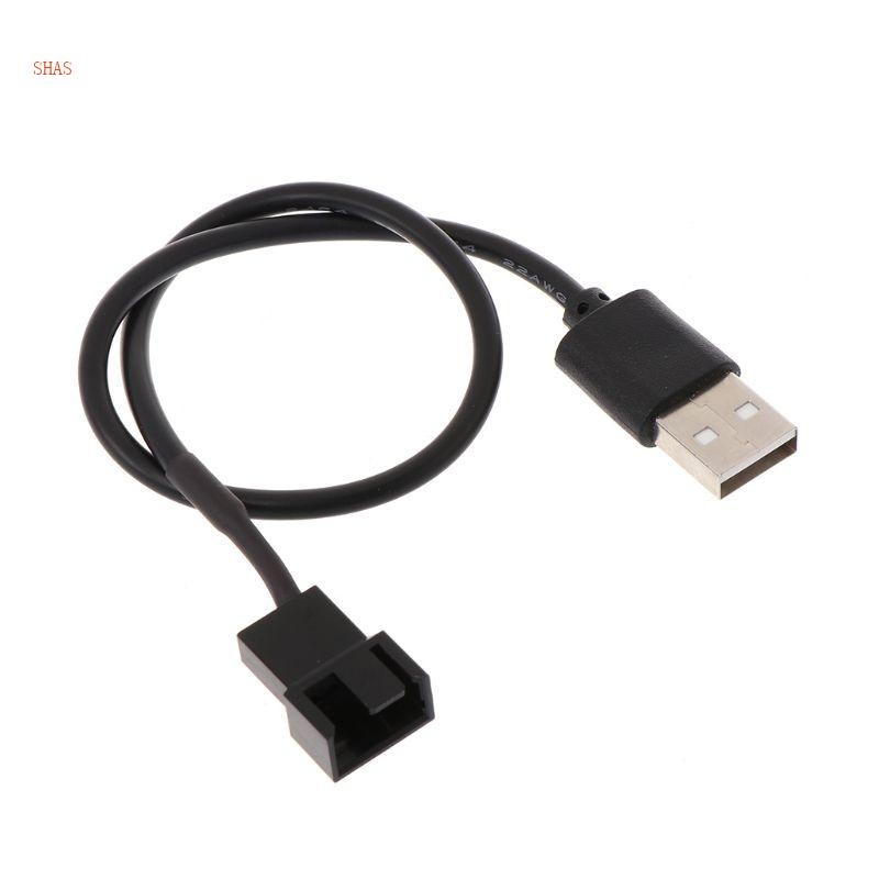 Shas 22AWG USB2 0 đến 3 chân Quạt DC 4 chân Quạt PC Bộ chuyển đổi cáp mở rộng nguồn