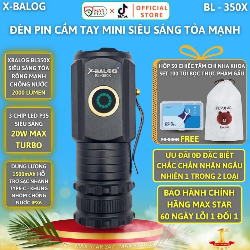 Đèn pin cầm tay mini siêu nhỏ siêu sáng tỏa X-BALOG 350X +X-BALOG 850X vỏ nhôm chống nước IPX7 độ sá
