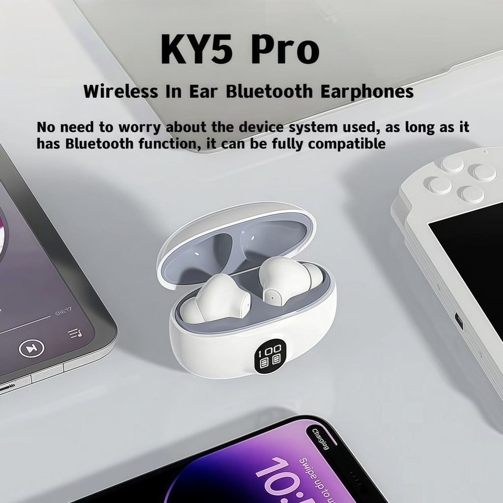 Tai nghe nhét tai không dây KY5 Pro có màn hình đèn báo pin, cảm ứng và công nghệ Bluetooth 5.3