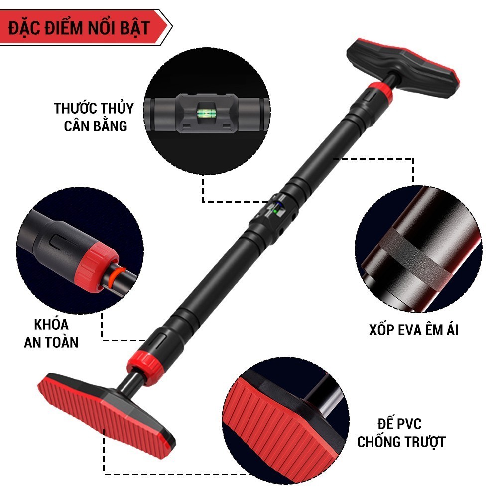 Xà đơn treo tường GoodFit GF201PU tải trọng 200kg có chốt khóa chông trượt tập luyện tại nhà