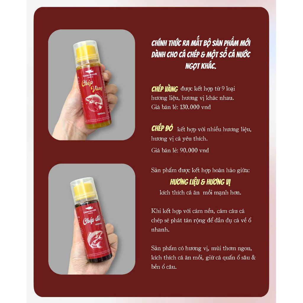 Hương Liệu Câu Cá Chép Vàng, Chép Đỏ Chung Nguyễn Fishing 100ml