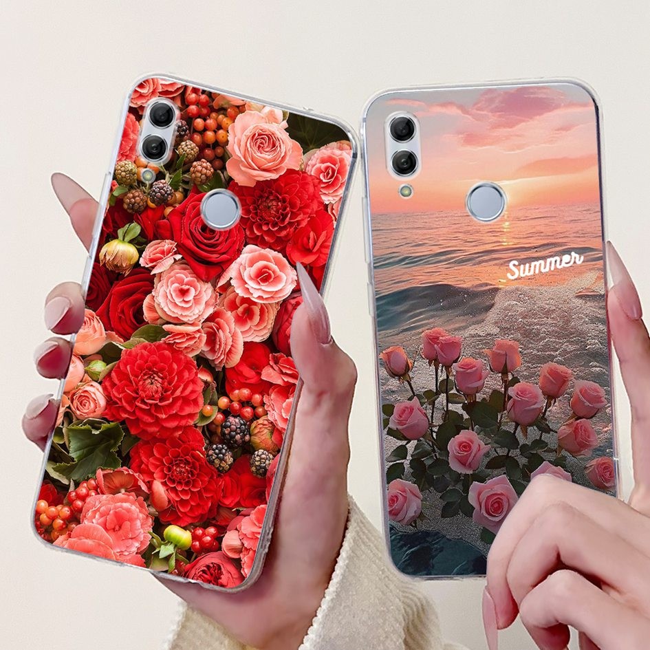 Dành Cho Honor 10 Lite Ốp điện thoại HRY-LX1 HRY-LX2 Hoa Phổ Biến Silicon Mềm Trong Suốt Ốp điện tho