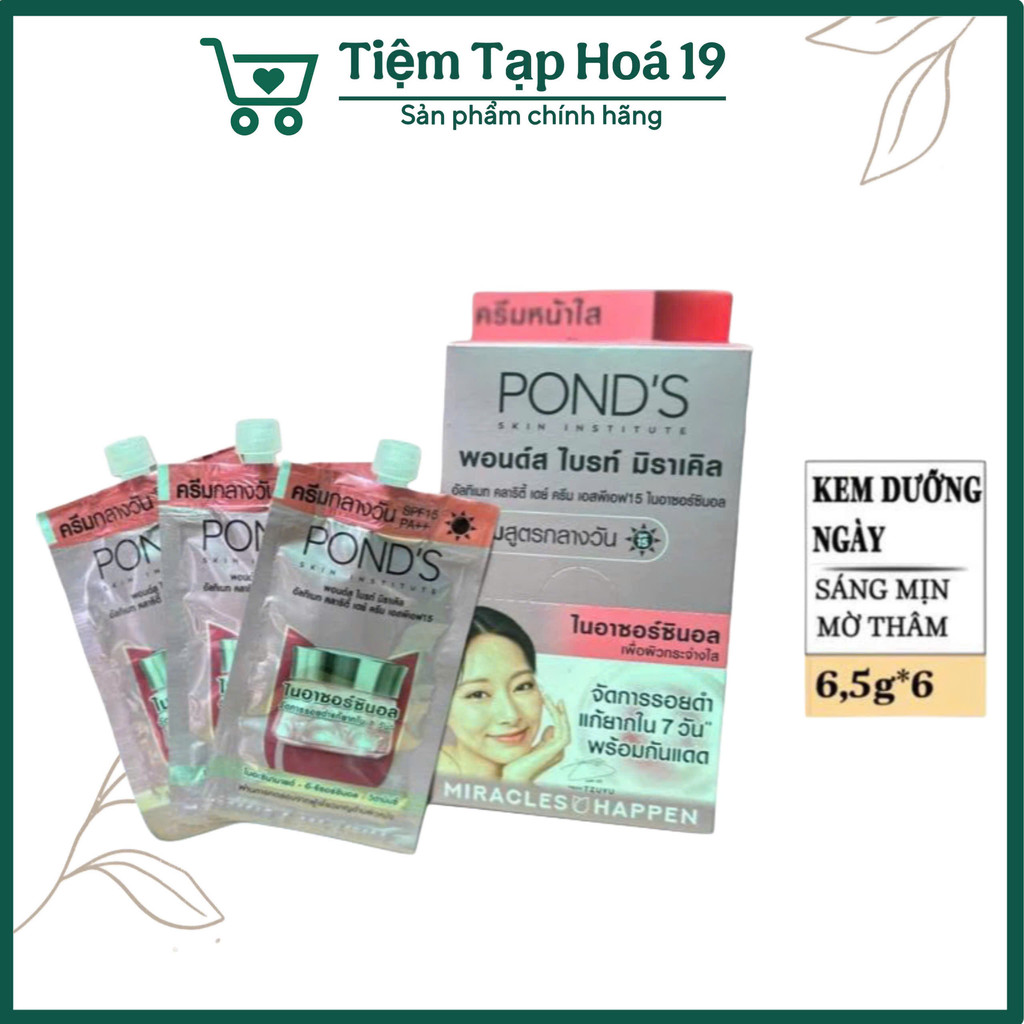 (HKM - KHÔNG HỘP) 6Gói*6,5g Kem Dưỡng Ẩm Sáng Da Ngày Pond’s Bright Beauty SPF15