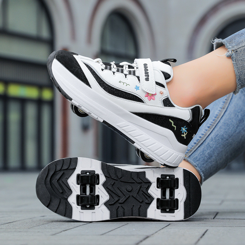 Giày thể thao học sinh thoáng khí, có thể tháo rời con lăn cho trẻ em (cả bé gái và bé trai) MU0O