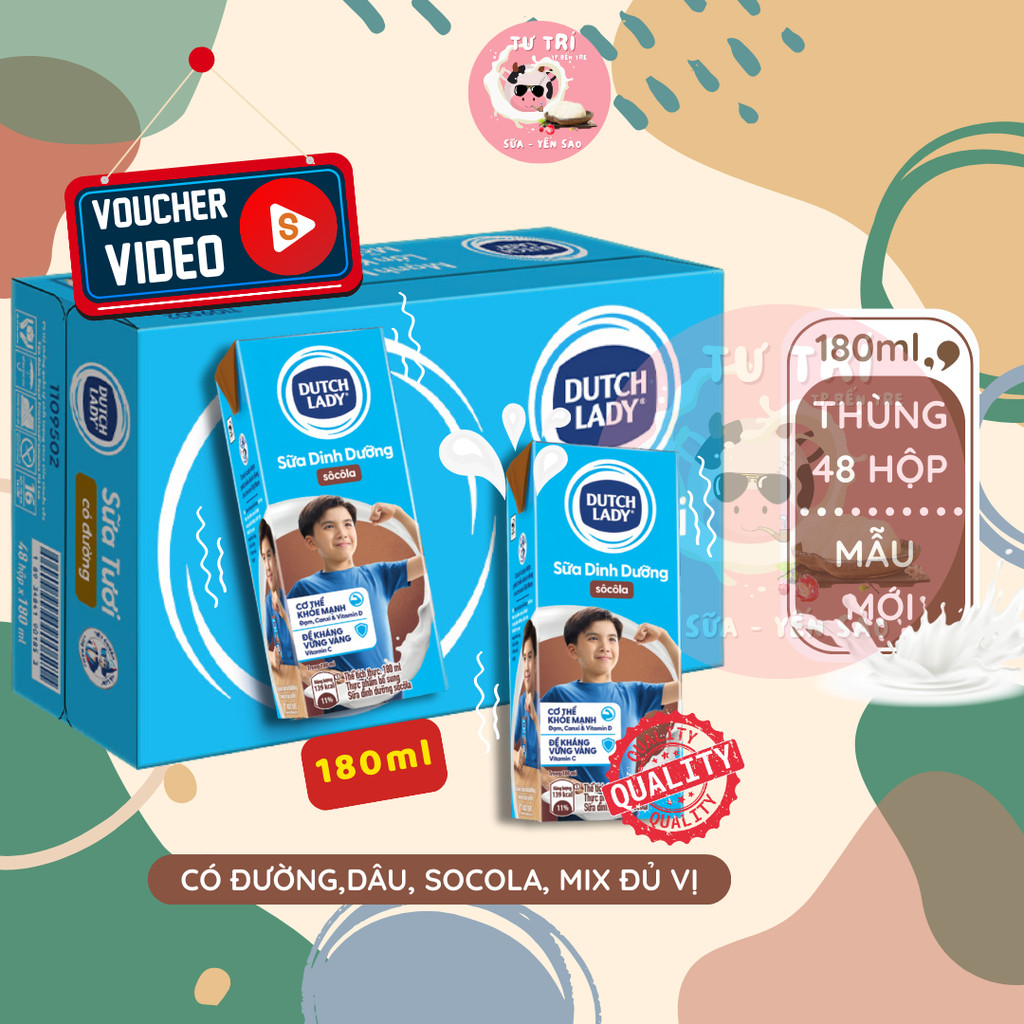 SỮA DUTCH LADY CÔ GÁI HÀ LAN SOCOLA THÙNG 48 HỘP 180ML.