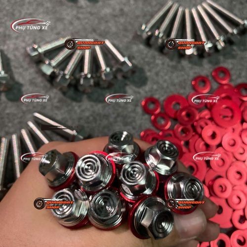 [Sale Giá Rẻ] Ốc Salaya Thái 6Li, 8Li, 10Li Inox 304 + Tặng Long Đền Đỏ Đầy Đủ Các Size Phụ Kiện Xe Máy