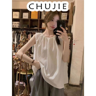 CHUJIE áo sơ mi nữ áo kiểu hàn quốc phong cách dramatic sang trọng Định hình xu hướng WCS2450M0F 28Z240707