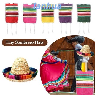 Lanhua Mũ Sombrero Nhỏ, Trang Trí Fiesta Chai Nhiều Màu Sắc Serapes, Đồ Dùng Nhà Trang Trí Tiệc Chủ Đề Mexico Bia Poncho Cover