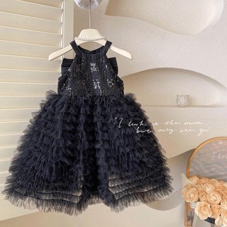 V535 - Váy Công Chúa Cổ Yếm Cao Cấp Nơ Cài Bé Gái