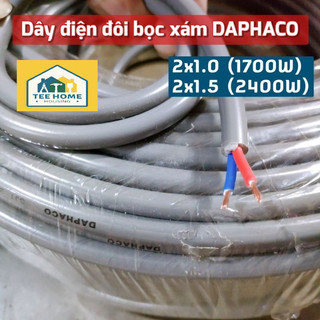 Nguyên cuộn dây điện đôi bọc xám 2x1.5 - 2x2.5 - 2x4.0 daphaco, dây điện bọc xám, dây fa tiết diện