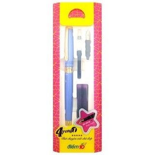 Bộ bút máy tp-ftc09 mực tím kèm 1 bộ ngòi và 2 ống mực - màu xanh - thiên long