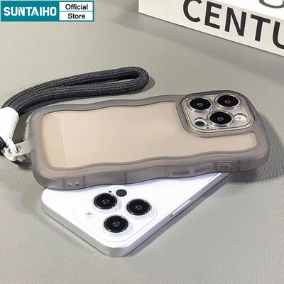 Suntaiho Ốp lưng Ốp điện thoại  mềm chống sốc viền gợn sóng màu kẹo thích hợp cho iPhone 7 8 Plus XR 11 12 13 Pro MAX X XS MAX