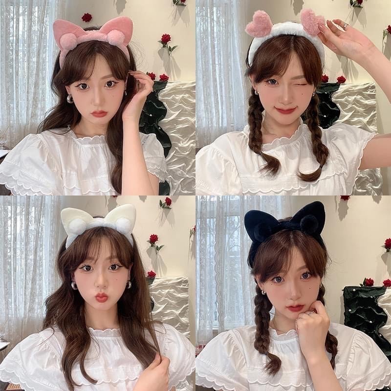 Cài tóc rửa mặt hình thú gấu, cá mập, cà rốt dễ thương nữ LAGU bờm băng đô thun makeup, trang điểm