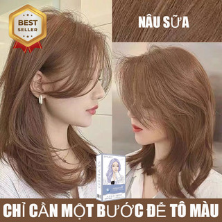  🌈Thuốc nhuộm tóc màu NÂU SỮA thuốc nhuộm tóc không cần tẩy kem nhuộm tóc tại nhà🌈STYLE FIT tặng kèm dụng cụ 