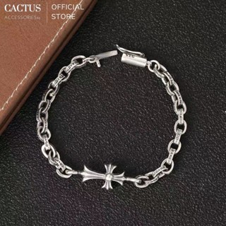 Vòng tay, Lắc tay xích tròn khắc chữ họa tiết Chrome Hearts Bạc S925, Unisex nam nữ