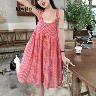 Đầm Lovito họa tiết hình học phong cách thường ngày cho nữ LNA69065