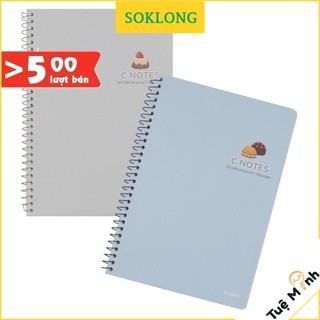 Vở note cornell B5 120 trang lò xo đơn C Notes kết hợp dot và caro 6x6mm, tập sổ Klong MS 587