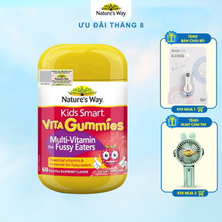 Kẹo Dẻo Vi Chất Cho Bé Nature's Way Kids Smart Vita Gummies Multi Vitamin Fussy Eaters, Kẹo Đói Kích Thích Ăn Ngon 60v/h