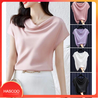 Áo lụa cổ đổ hascoo chất butai cao cấp acd
