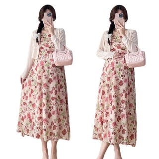 Sét Suông Đầm Bầu MAMADRESS GỒM Váy Hoa Lụa Kèm Áo Xinh Xắn Tiểu Thư S32