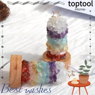 Đèn bàn sỏi TOPTOOL, Đèn pha lê trang trí tinh tế có cáp USB, Quà tặng Trang trí văn phòng thủ công Đèn bàn pha lê