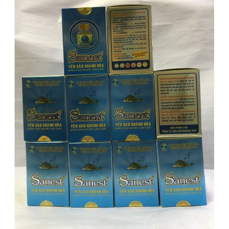 Nước Yến Sanest không đường dành cho người cao tuổi 10 hũ x70ml, nước Yến Sào Khánh Hoà