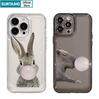 Suntaiho Ngộ nghĩnh Vỏ Độc Đáo Capybara Họa Tiết Thỏ Ốp lưng Iphone 15 14 13 12 11 Pro Max IP 7 8 Plus Iphon X Xs XR Xs Max TPU Mềm Cao Cấp Chống Sốc Ốp Lưng