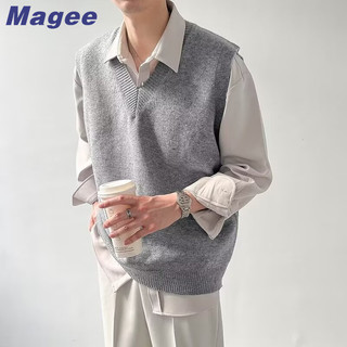 Magee Áo vest nam mới phiên bản Hàn Quốc cổ điển giản dị màu trơn cao cấp thiết kế cotton nguyên chất dáng rộng phù hợp với cặp đôi tuổi teen thời trang áo vest không tay