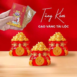 【Hwang  【Tặng Gạo Vàng Tài Lộc  - Set 3 Hũ Đựng Muối Gạo Tài Lộc Đầu Năm Mới - Túi Thần Tài May Mắn Trang Trí Ban Thờ