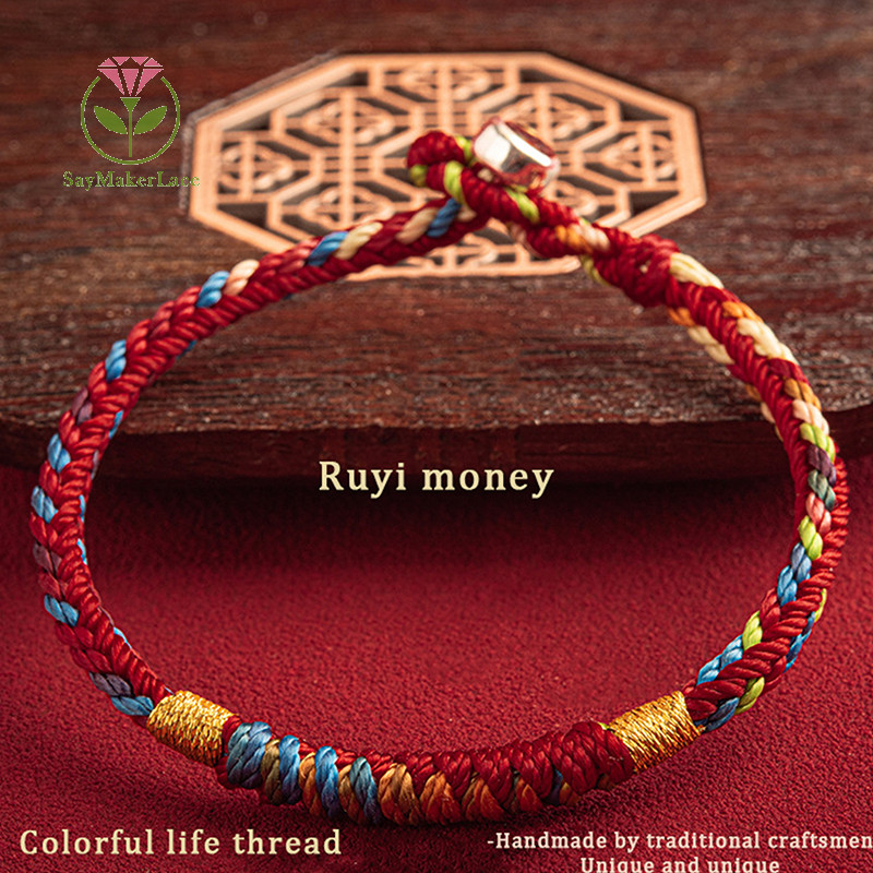 [Saymakerlace] Vòng tay Tây Tạng thủ công Chủ đề đầy màu sắc Tốt may mắn Vòng tay dây quyến rũ Vòng tay dành cho nữ Nút thắt Vòng tay ren đỏ | BigBuy360 - bigbuy360.vn