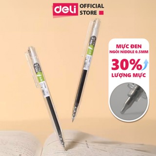 Bút Gel Deli Ngòi ST 0.5mm Mực Đen Nhanh Khô Thiết Kế Vỏ Trong Suốt Viết Trơn Tru Cho Học Sinh Viên