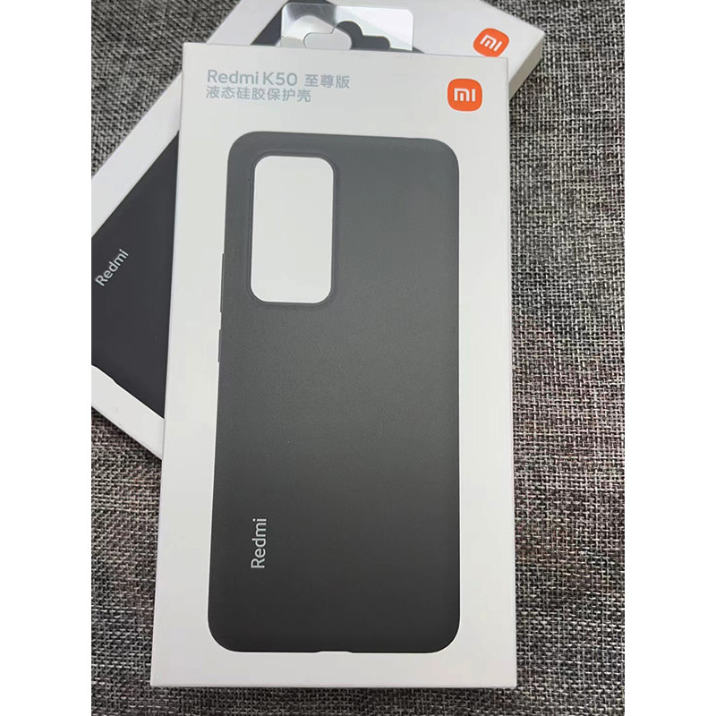 Xiaomi Redmi k50 Extreme Edition Vỏ bảo vệ silicon lỏng nguyên bản Bao gồm tất cả Vỏ bảo vệ chống sốc Màu đen nguyên chất Vỏ điện thoại silicon phổ thông nguyên bản màu đen