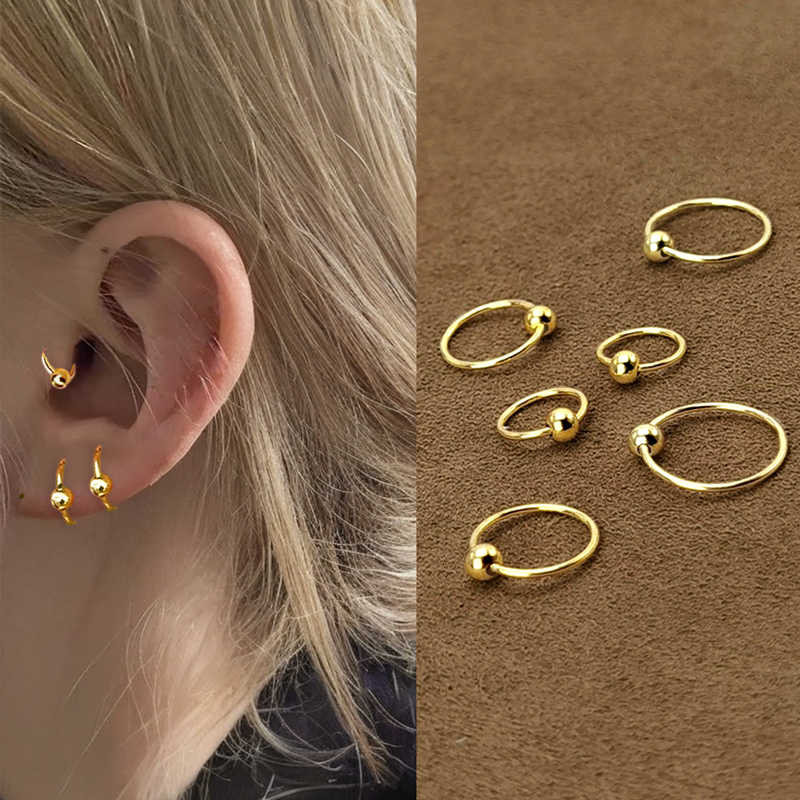 Bông tai hạt tròn bằng thép titan Bông tai tròn Bông tai hàn quốc đơn giản Bông tai bằng thép không gỉ Phụ kiện Quà tặng Bán buôn