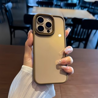  Ốp điện thoại trong suốt ống kính kim loại Titan sa mạc mới cho IPhone 16 Pro Max 13 14 15 Pro Max 16 Plus Vỏ silicon trong suốt Vỏ chống sốc 