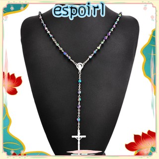Espoir Virgin Mary Mặt dây chuyền Vintage Thánh giá quyến rũ Chuỗi hạt Mân Côi