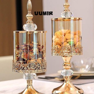 Bình lưu trữ thủy tinh pha lê Châu Âu có nắp lọ kẹo hồng Nghệ thuật chân cao Trang trí nhà cửa Lưu trữ mạ vàng sang trọng 