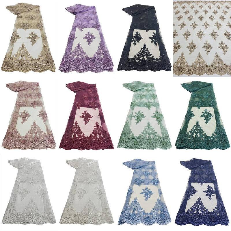130CM * 1yard Hoa thêu hạt ống thêu Vải lưới