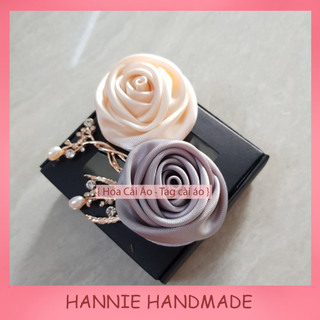 Hoa Cài Áo Handmade  hoa hồng cuộn mix phối phụ kiện [𝗛𝗔𝗡𝗡𝗜𝗘 𝗛𝗔𝗡𝗗𝗠𝗔𝗗𝗘]