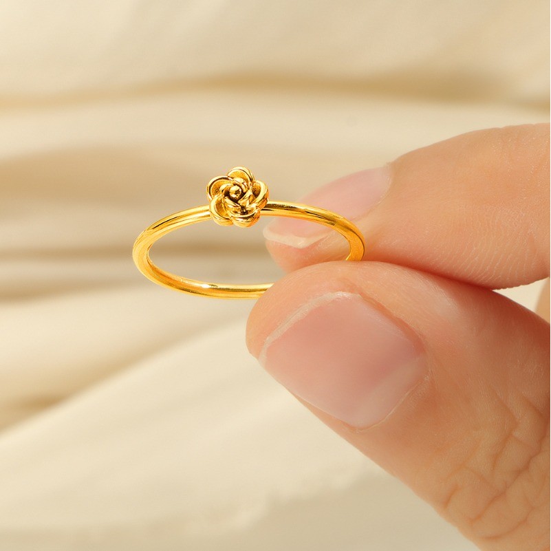 Thép Titan Ba Chiều Hoa Hồng Nhẫn Thép Không Gỉ Nhẫn Bông Tai Bộ Trang Trí Bán Chạy Phụ Kiện Quà Tặng Bán Buôn