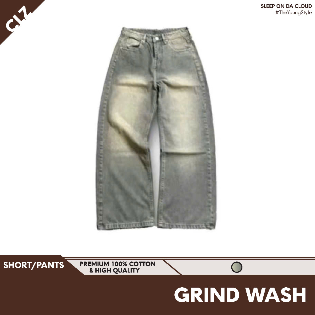 CHÍNH HÃNG Quần jean nam nữ unisex baggy jeans quần bò ống rộng lưng cao local brand Cloudzy GRIND W