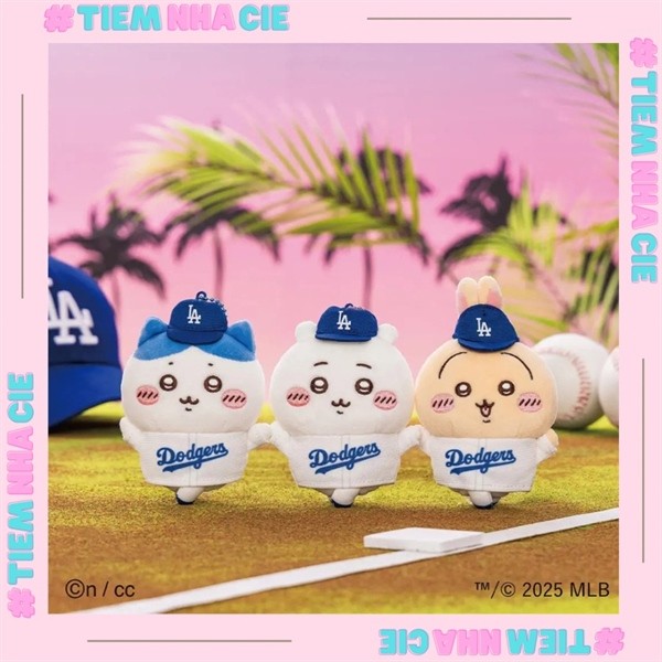 [Tiệm nhà Cie] [SẴN] GẤU BÔNG CHIIKAWA × MLB TOKYO ÁO DODGERS ĐỘI MŨ