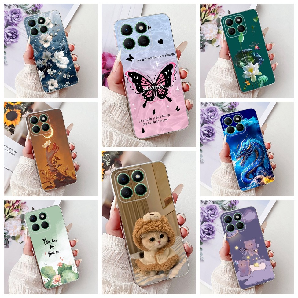 Ốp lưng Honor X8B LLY-LX2 Trong suốt Thẩm mỹ Mèo dễ thương Thời trang Sơn hoa Ốp lưng X8B Honor Ốp đ