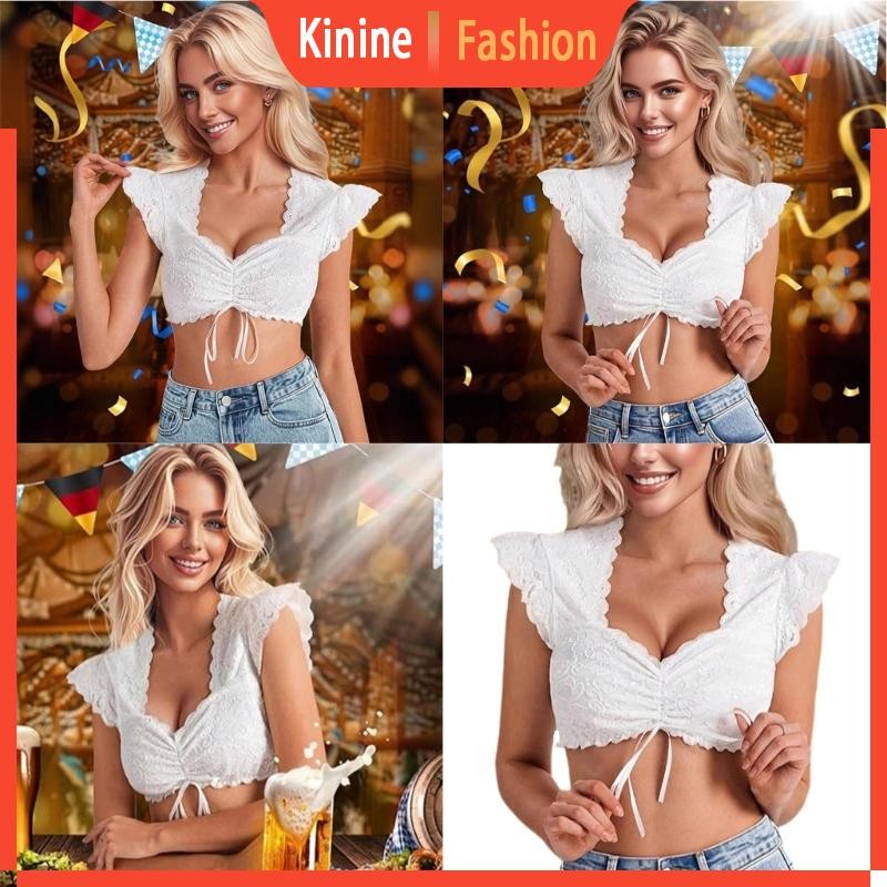 Kinh Trang Phục Authentic Oktoberfest Bavaria - Áo Dirndl Cropt