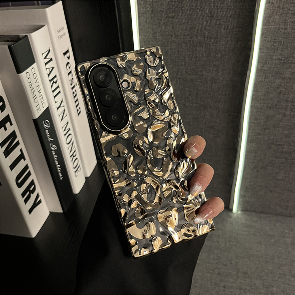 Ốp Điện Thoại Da Báo Mạ Điện Nếp Nhăn Sang Trọng Cao Cấp Cho Samsung Galaxy ZFold7 FOLD 7 Z Fold 6 Z