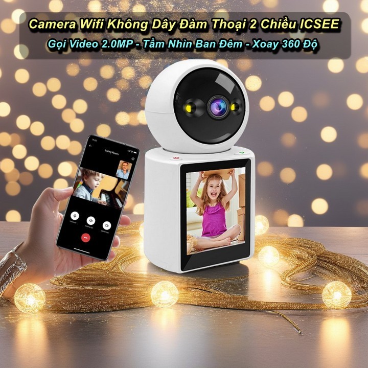 [HCM] - Camera Đàm Thoại 2 Chiều ICSEE Gọi Video 2.0MP, Tầm Nhìn Ban Đêm, Xoay 360 Độ - Home and Gar